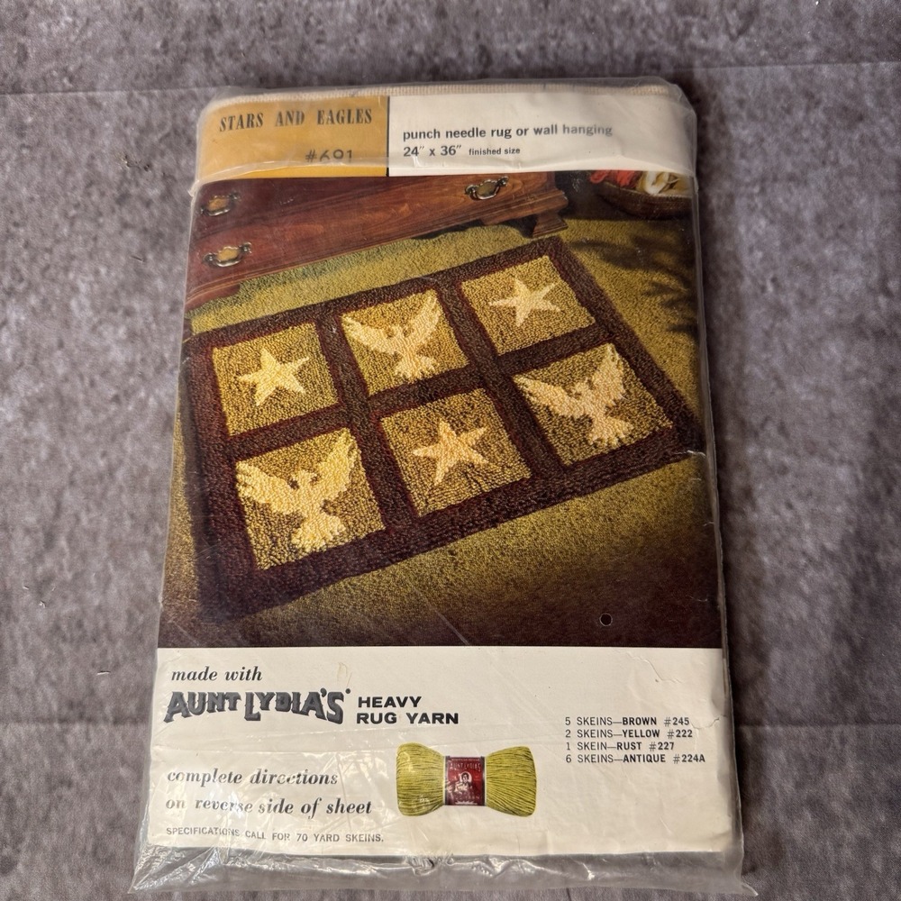 Vintage Aunt Lydia's Stars & Eagles 691 Punch Needle Heavy Rug Pattern 24" x 36"